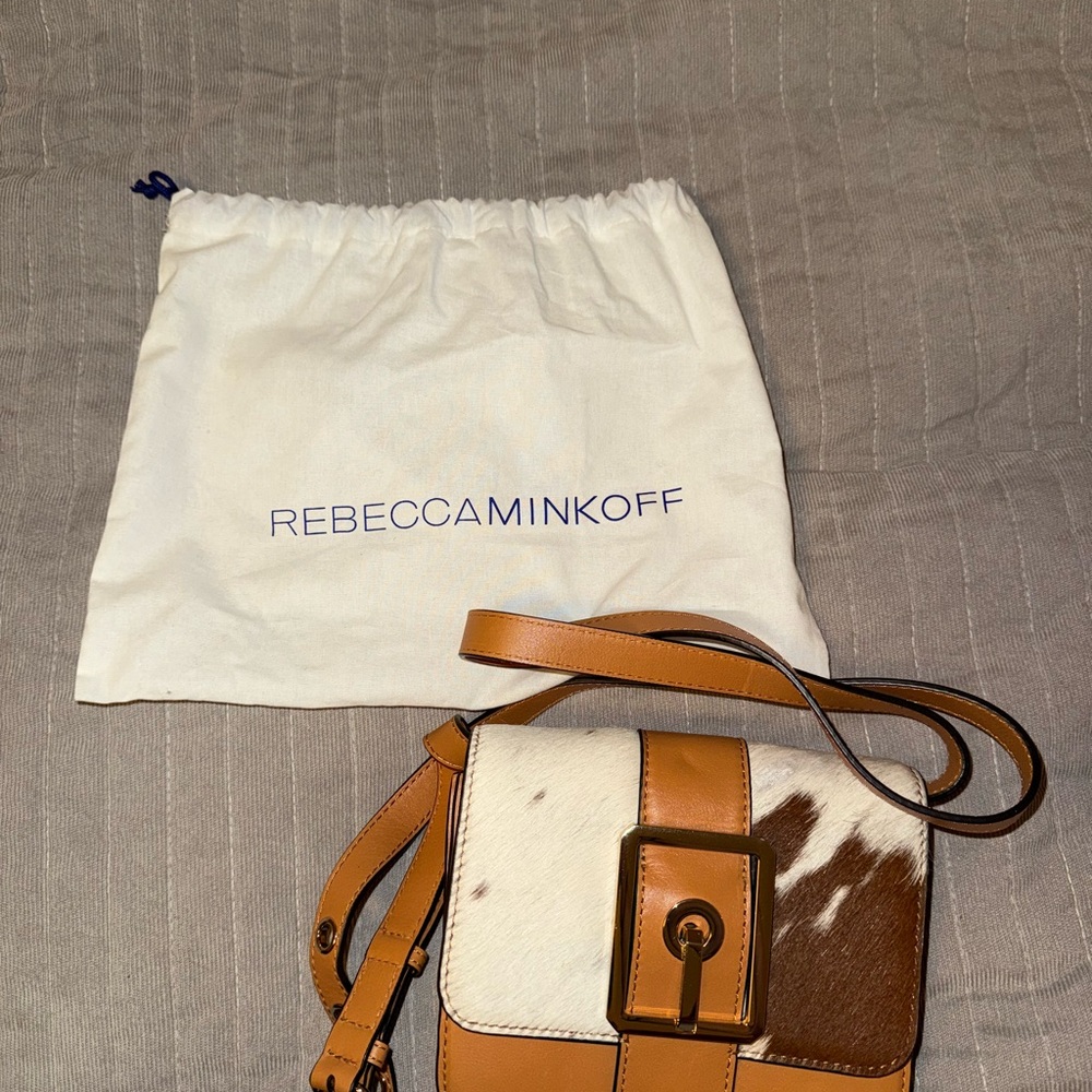 Rebecca Minkoff Tan and White Crossbody Bag with Color-Block Design